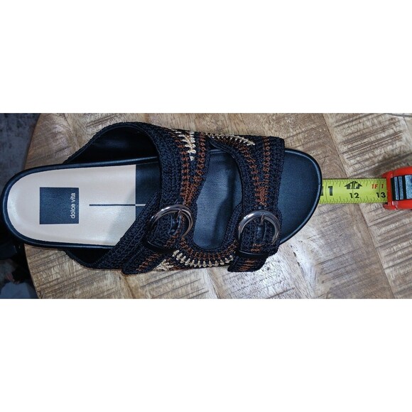 ​DOLCE VITA New Crochet Platform Slide Sandals Women's Size 8.5 Cork Weave Black - Picture 10 of 10